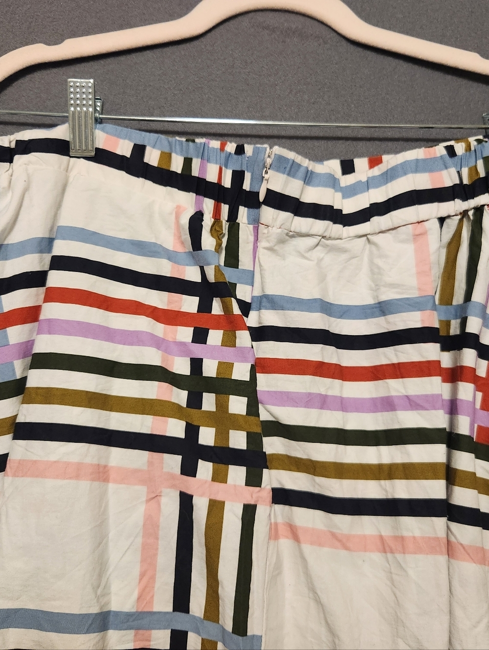 Eloquii Skirt Women Size 18 White Multicolor Stripes With Pockets Zipper Stretch - Picture 9 of 13